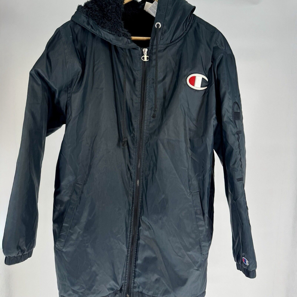 Champion Women Navy Small Reverse Weave Sherpa Lined Stadium Jacket Coat